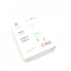 Блок питания USB/Type-C BC C62 (18W, QC3.0, PD) Белый Блок питания USB/Type-C BC C62 (18W, QC3.0, PD) Белый