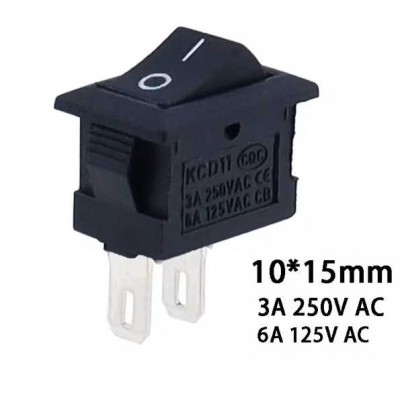 Кнопочный переключатель KCD11-101 3A/6A 250V 6A/10A 125V 10*15m 21*15mm SPST 2-контактный