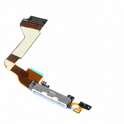 Шлейф нижний iPhone 4 с коннектором зарядки белый оригинал